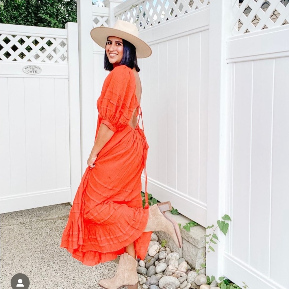 Free People Vibrant Orange Maxi Dress